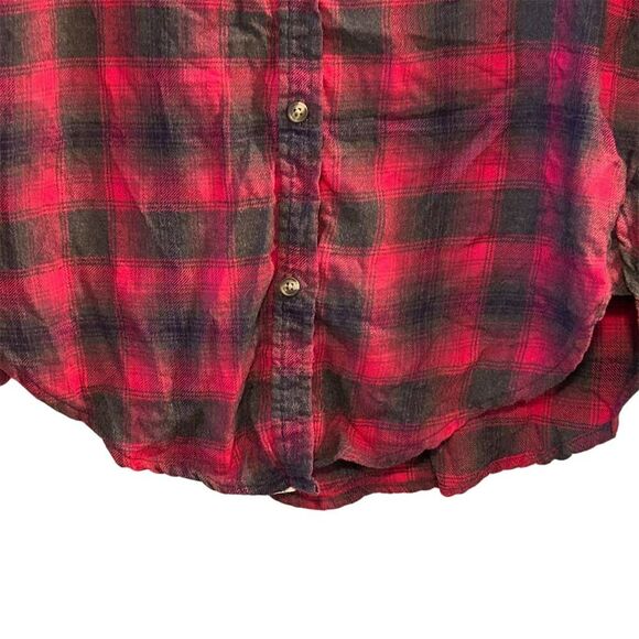 American Eagle Women's Boyfriend Fit Plaid Flannel Shirt Red Size S - Picture 5 of 11